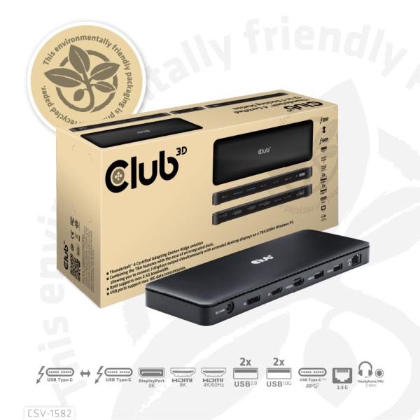 Club3D Dokovací stanice Thunderbolt 4 (Certified),  12v17