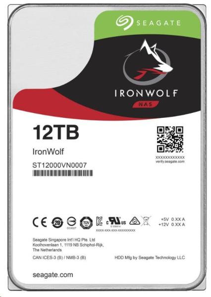 BAZAR - SEAGATE HDD IRONWOLF (NAS) 3, 5" - 12TB,  SATAIII,  ST12000VN0008,  recertified product