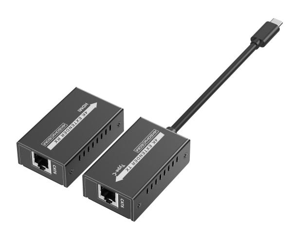 PremiumCord USB-C na HDMI extender přes patch kabel Cat5e/ 6/ 6a 4K@60Hz na 60m1