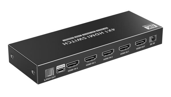 PremiumCord HDMI switch 4:1 s podporou rozlišení 8K@60Hz, 4K@120Hz,  1080P,  HDR,  s dálkovým ovladačem1