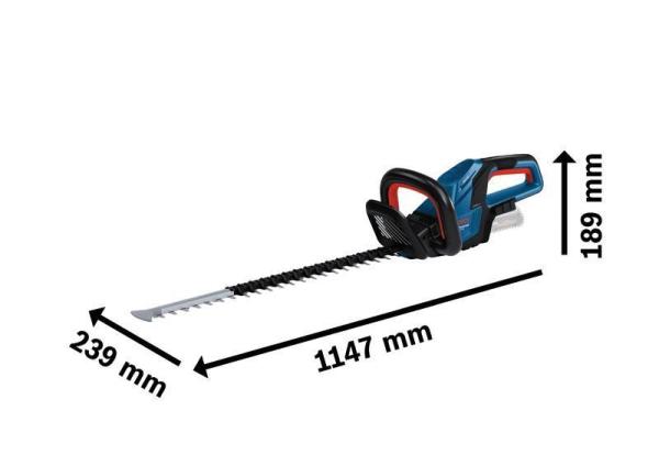 Bosch GHE 18V-60 akumulátorové nůžky na živé ploty,  čepel 60 cm,  rychlost 1500 ot/ min,  nízká hmotnost3