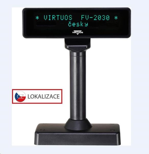 POŠKOZENÝ OBAL - Virtuos VFD zákaznický displej Virtuos FV-2030B 2x20 9mm,  serial,  černý