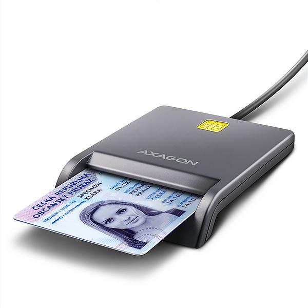 AXAGON CRE-SM3T,  USB-A FlatReader čítačka kontaktných kariet ID card (eID klient),  kábel 1.3 m