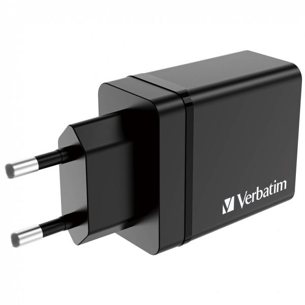 VERBATIM Univerzální adaptér nabíječka CHR-30EU2,  30W,  1x USB-C,  3x USB černá