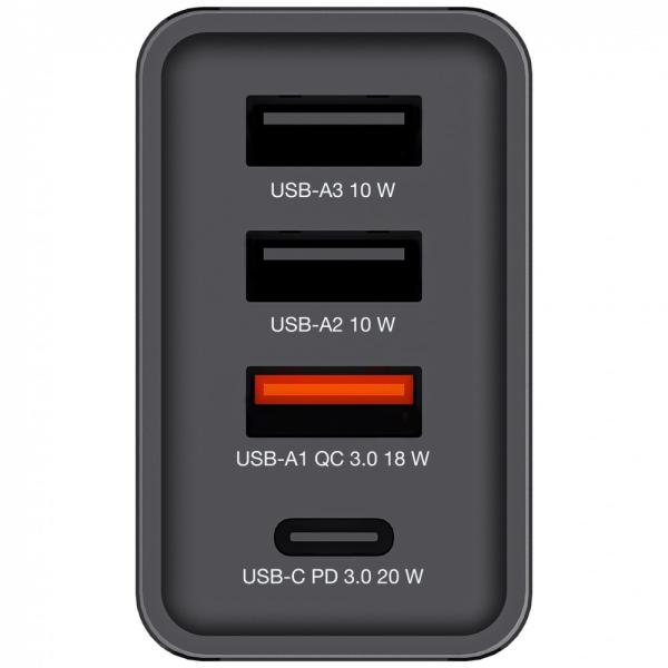 VERBATIM Univerzální adaptér nabíječka CHR-30EU2,  30W,  1x USB-C,  3x USB černá0