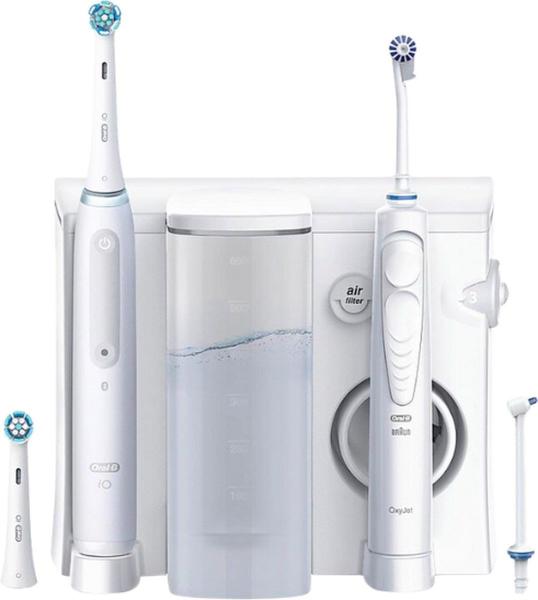 Oral-B Oral Health Center + iO Series 4 White set elektrického zubního kartáčku a ústní sprchy, bílá