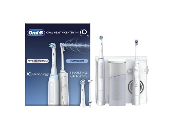Oral-B Oral Health Center + iO Series 4 White set elektrického zubního kartáčku a ústní sprchy,  bílá4