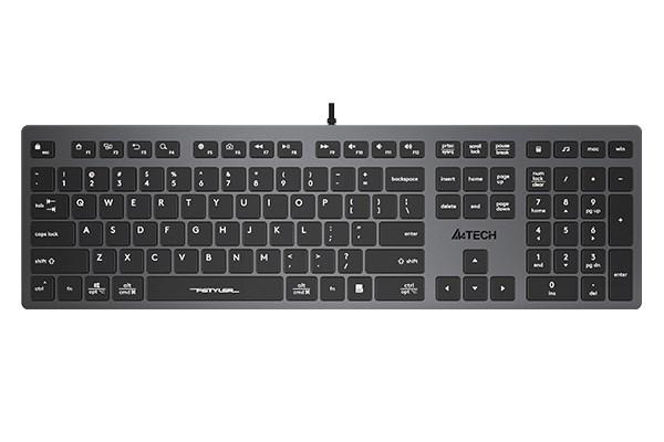 A4tech Klávesnice FX50,  kancelářská nízkoprofilová klávesnice,  CZ,  šedá
