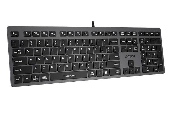 A4tech Klávesnice FX50,  kancelářská nízkoprofilová klávesnice,  CZ,  šedá2