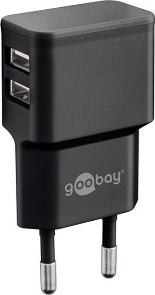 Goobay Napájecí a nabíjecí adaptér 230V na 2x USB,  max.2, 4A,  černý