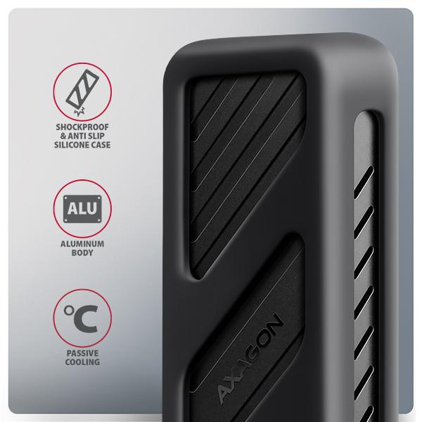 AXAGON EEM2-20G,  USB-C 20Gbps - M.2 NVMe SSD kovový ARMORED box4