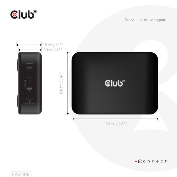Club3D cestovní nabíječka 240W GaN technologie,  4xUSB-C,  PPS + PD 3.1 Support5