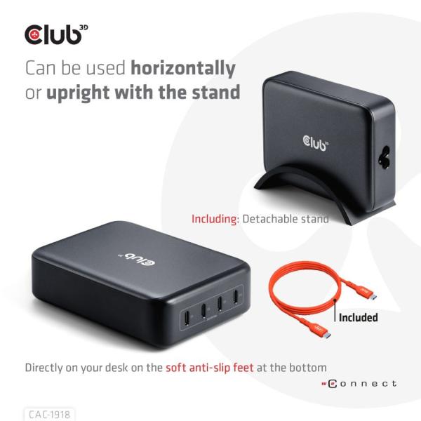Club3D cestovní nabíječka 240W GaN technologie,  4xUSB-C,  PPS + PD 3.1 Support0
