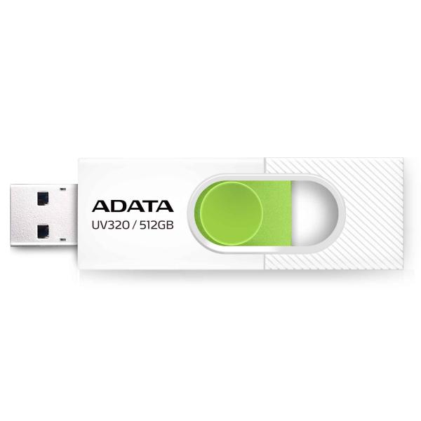 ADATA Flash Disk 512GB UV320,  USB 3.2,  bílo-zelená
