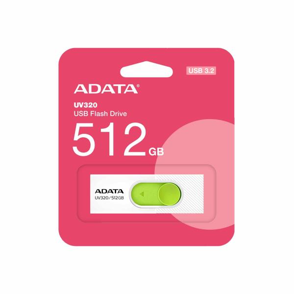 ADATA Flash Disk 512GB UV320,  USB 3.2,  bílo-zelená2