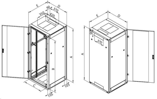 19" racková skriňa TRITON 42U/ 800x1000,  demontovateľná3