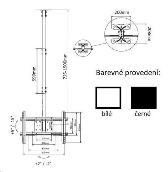 Držák Tv na strop Fiber Mounts T750 - černý3