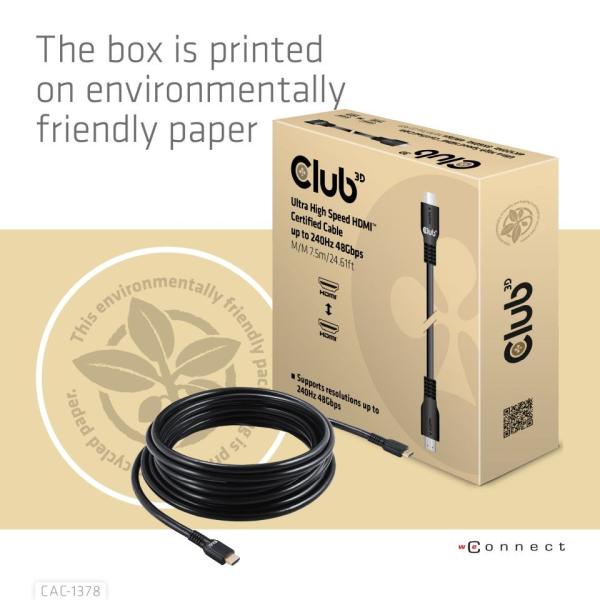 Club3D Kabel HDMI,  Ultra Rychlý HDMI™ Certifikovaný Cable,  4K120Hz/  8K60Hz,  7.5m6