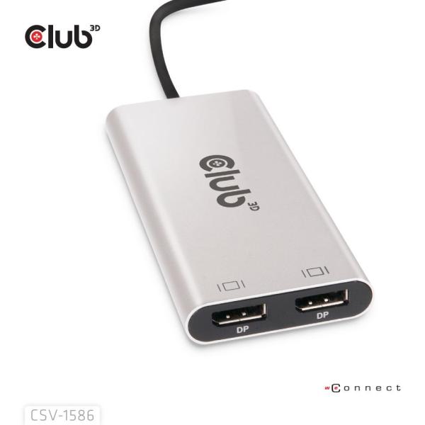 Club3D Video hub Thunderbolt 3 na 2x DP,  Dual 4K60Hz nebo Single 8K60Hz/ 4K120Hz1