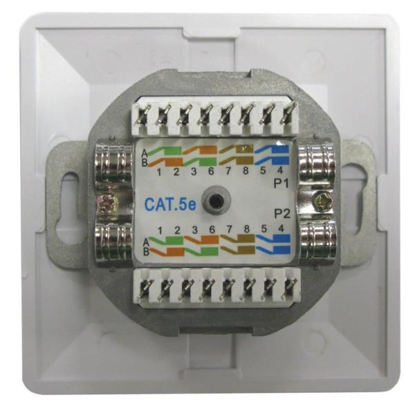 Zásuvka STP 2x RJ45 Cat5E,  duální svorkovnice,  pod omítku2