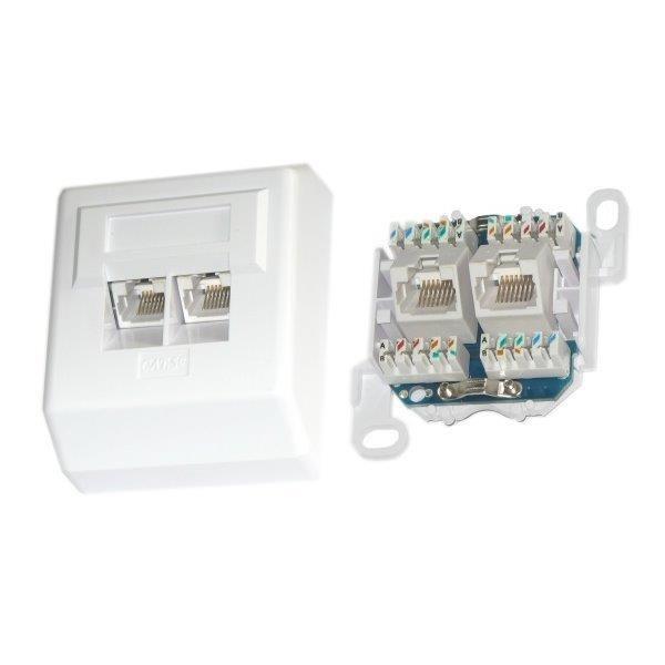 Zásuvka Profi UTP 2x RJ45 Cat5E,  krone,  na omítku