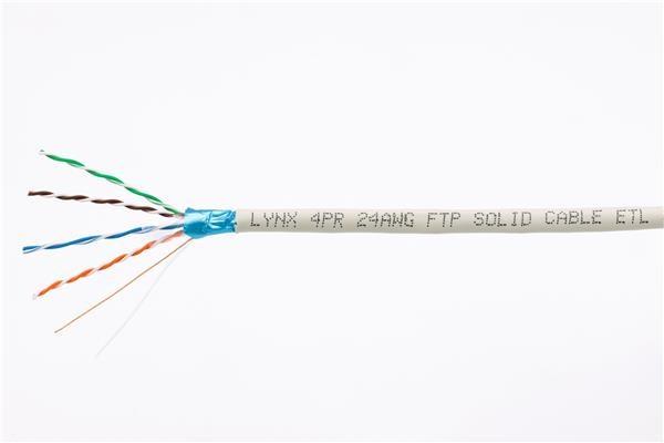 FTP kabel LYNX,  Cat5E,  drát,  PVC,  Dca,  šedý,  305m1
