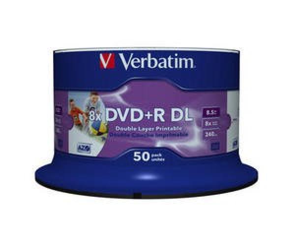 VERBATIM DVD+R(50-pack)DoubleLayer/ Spindle/ 8X/ 8.5 GB/ tlačiteľné/ bez identifikátora1