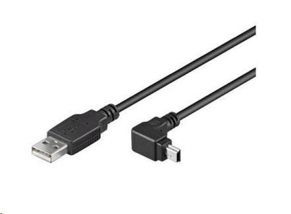 Kábel USB PREMIUMCORD 2.0 Konektor A-Mini B (5pin),  uhlový 1, 8 m
