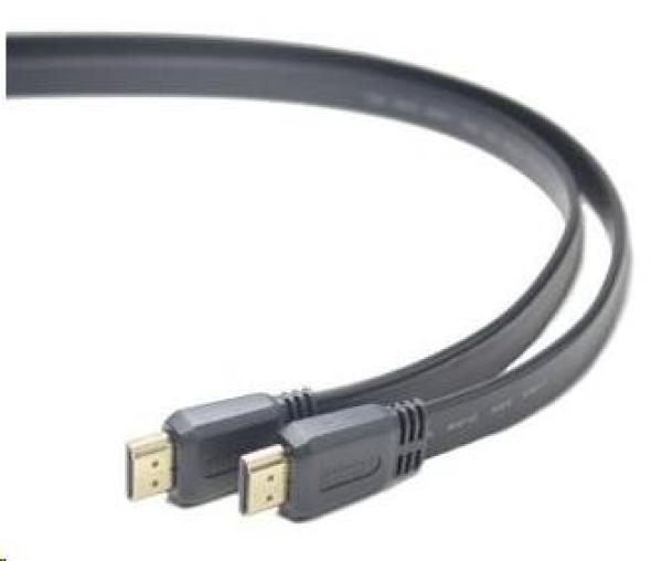 PREMIUMCORD HDMI High Speed + Ethernet plochý kábel,  pozlátené konektory,  1 m
