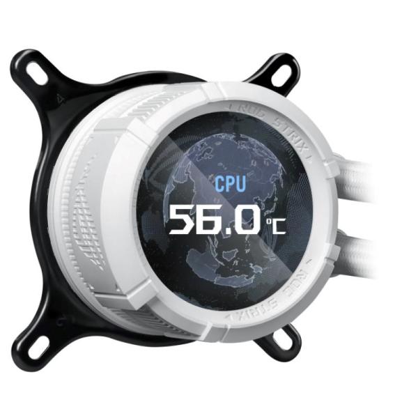 ASUS vodní chladič CPU AIO ROG STRIX LC III 360 ARGB LCD WHITE,  3x120mm,  LCD Displej,  LGA1851,  AM5,  bílá3