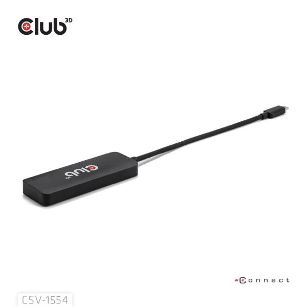 Club3D hub MST USB-C na 3xHDMI,  Single: 8K30Hz,  Triple: 4K60Hz3