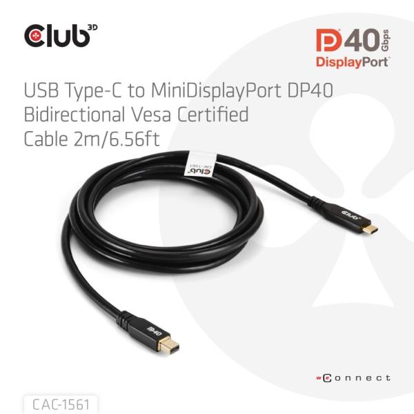 Club3D Kabel USB-C na MiniDisplayPort 2.1,  8K30Hz,  DSC1.2,  UHBR10,  2m1
