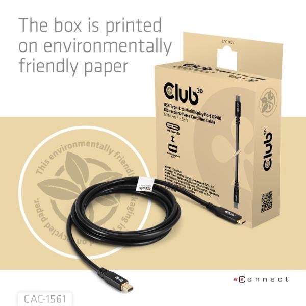 Club3D Kabel USB-C na MiniDisplayPort 2.1,  8K30Hz,  DSC1.2,  UHBR10,  2m4