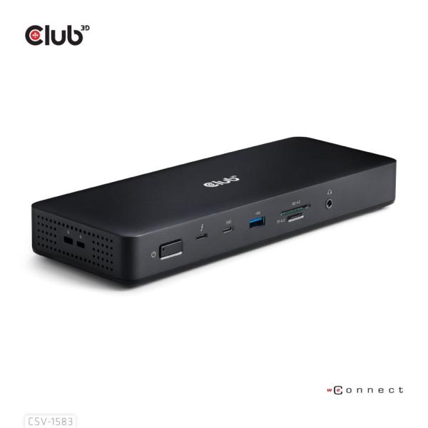 Club3D Dokovací stanice 16v1 Quadra (4) ThunderBolt 4,  2xTB,  3xDP,  2xHDMI,  3xUSB,  RJ45,  SD-TF Karta,  1xUSB-C,  150W PD4