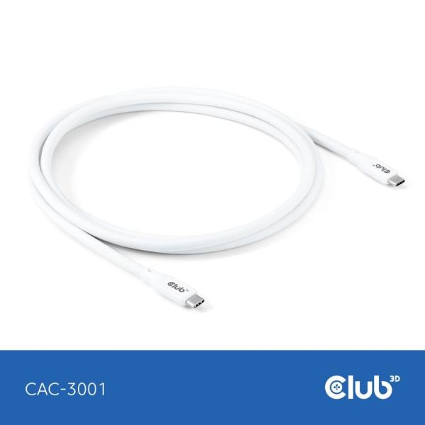Club3D Kabel USB-C 4.0,  20Gbps,  4K60Hz,  PD 240W,  2m,  bílá1