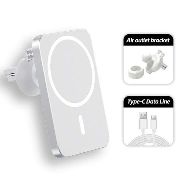 1stCOOL bezdrátová QI nabíječka 15W,  magnetická,  do auta,  MagSafe kompatibilní,  bílá1