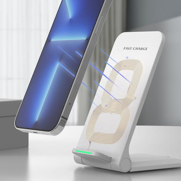 1stCOOL bezdrátová QI nabíječka H18,  skládací stojánek,  USB-C,  bílá2