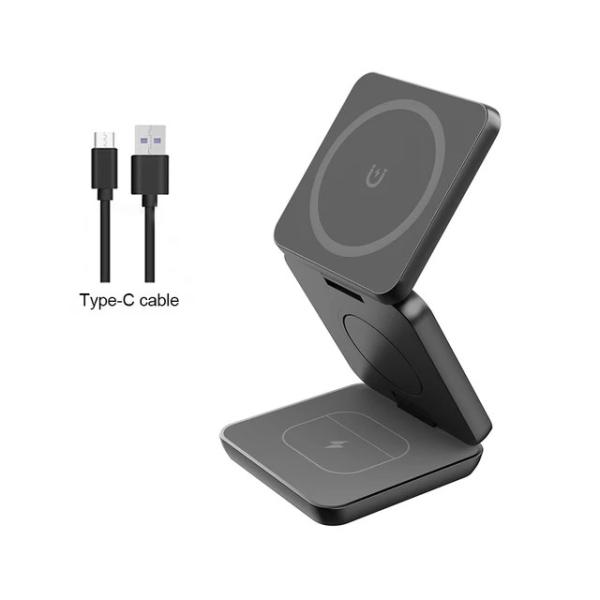 1stCOOL bezdrátová skládací QI nabíječka 3v1,  MagSafe,  USB-C,  černá8