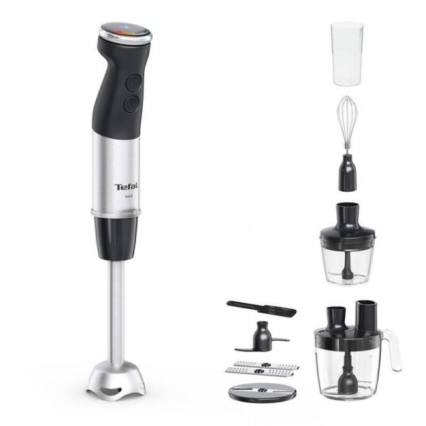 Tefal HB67G830 Quickchef+ 5v1 tyčový mixér,  1000 W,  20 rychlostí,  tichý režim,  plynulá regulace rychlosti,  nerez /  černá1