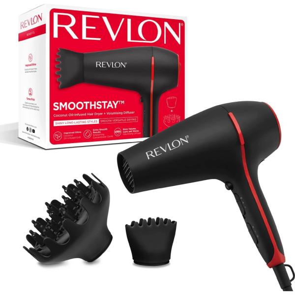 Revlon Smoothstay Coconut Oil RVDR5317E fén na vlasy,  2000 W,  2 rychlosti,  3 teploty,  černá1