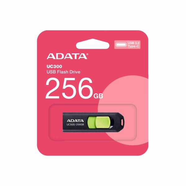 ADATA Flash Disk 256GB UC300,  USB-C 3.2,  černo-zelená