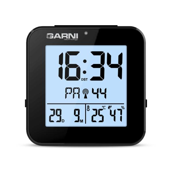 GARNI 138B - digitální budík s teploměrem a vlhkoměrem, černá1