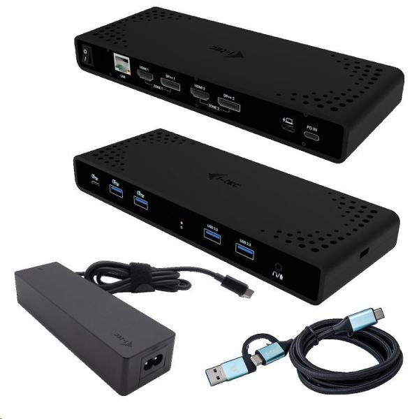 i-tec Universal Dual 4K Display Docking Station,  Power Delivery 85W + i-tec USB-C Charger 100W