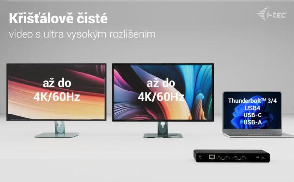 i-tec Universal Dual 4K Display Docking Station,  Power Delivery 85W + i-tec USB-C Charger 100W5