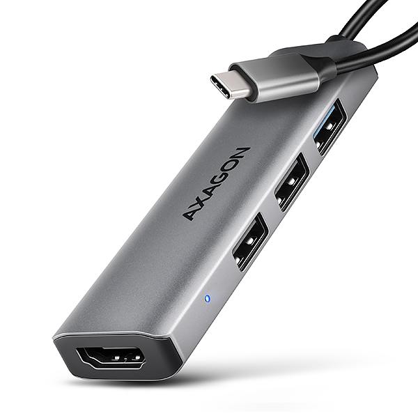 AXAGON HMC-H3A, USB 5Gbps hub, 3x USB-A, HDMI 4k/ 30Hz, kábel USB-C 15cm