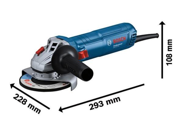 Bosch GWS 12-125 úhlová bruska, 1200 W, 11.000 ot min, aretovatelný spínač, hrubovací kotouče1