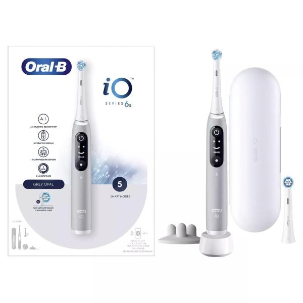 Oral-B iO Series 6s elektrický zubní kartáček,  časovač,  tlakový senzor,  5 programů,  aplikace Oral-B,  šedá0