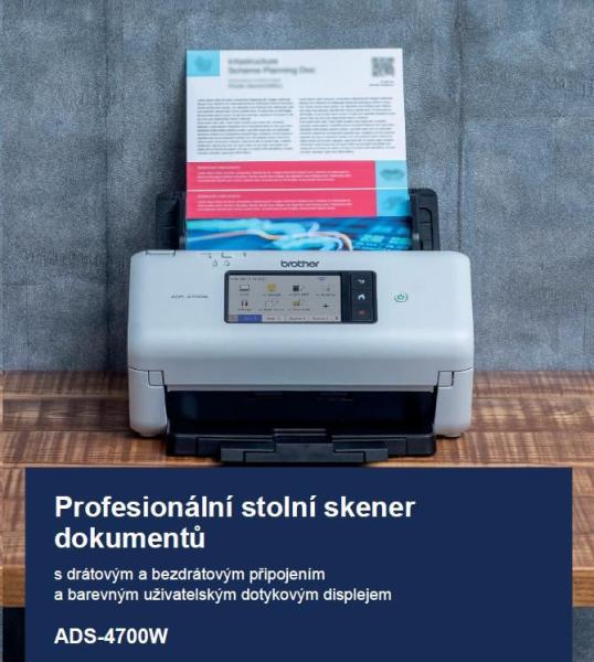 BROTHER skener ADS-4700W DUALSKEN A4 40 str./ min/ 80duálny 600x600 60ADF USB LAN WIFI - displej 10.5cm1