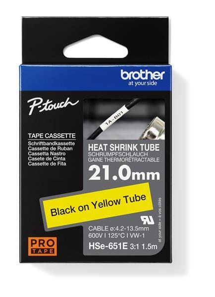 BROTHER smršťovací bužírka - HSE-651E žlutá pro H300 H500 E550 P700 P750 D800 P900 P950 - 21mm / 4, 2-13, 5mm / 3:1