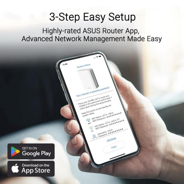ASUS ZenWifi BT10 2-pack, WiFi7 Extendable Router, AiMesh, 2x WAN/LAN, 1x LAN, 1x 3.09